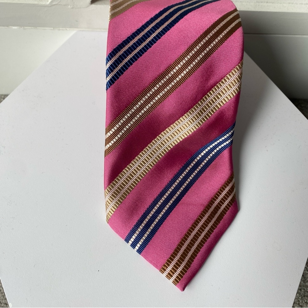 Canali Pink Stripe Silk Tie | Luxury Italian Designer Necktie | Classic Formal